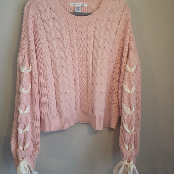 Altar'd State Cory Ribbon Cable Knit Sweater with Ribbon Details - Picture 3 of 9